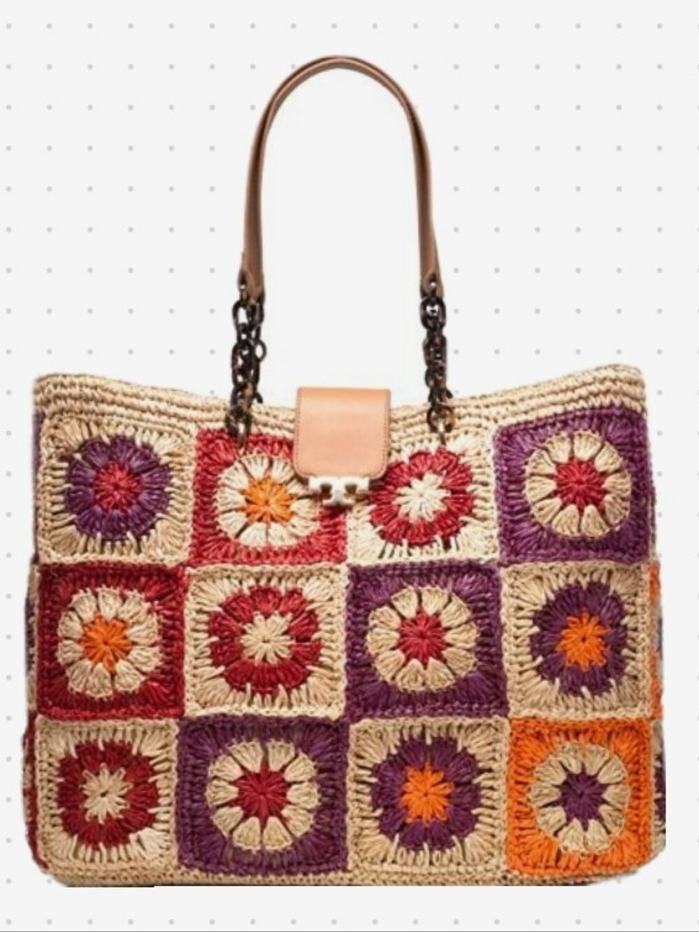 Tory Burch-Raffia Granny Patchwork Square Tote Bag ❤️ - Picture 10 of 10